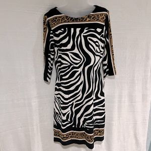 JOSEPH RIBKOFF Zebra Leopard Print Bodycon Dress Size 12 NWT